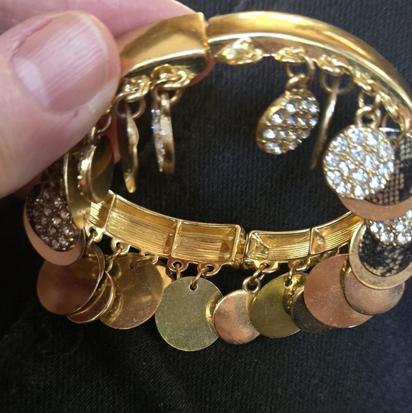 Juicy Couture dangle gold stretch bracelet NEW 8" - Picture 4 of 5